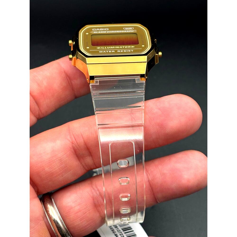 LWS Golden Hour Casio A168XE Vintage Collection Clear Strap Digital 
Mod Watch - Picture 13 of 17